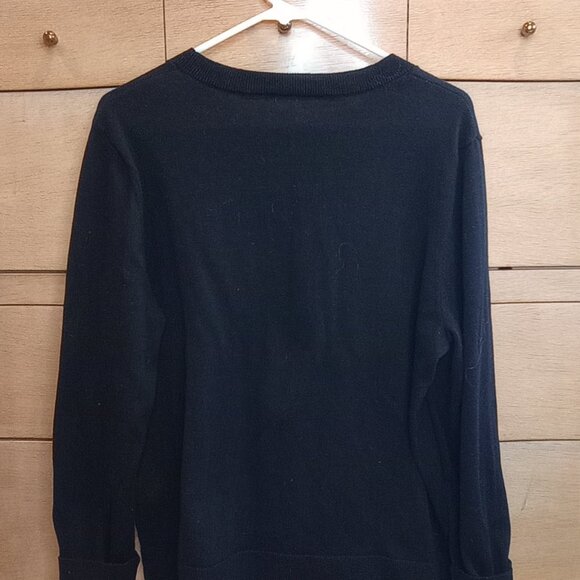 Time and Tru Long Sleeve Black Knit Sweater Heart Leopard Print & Red XL - Picture 3 of 4